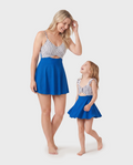 Maman et moi Maillot de bain tankini rayé bleu avec devant croisé, dos noué et fines bretelles Bicolore