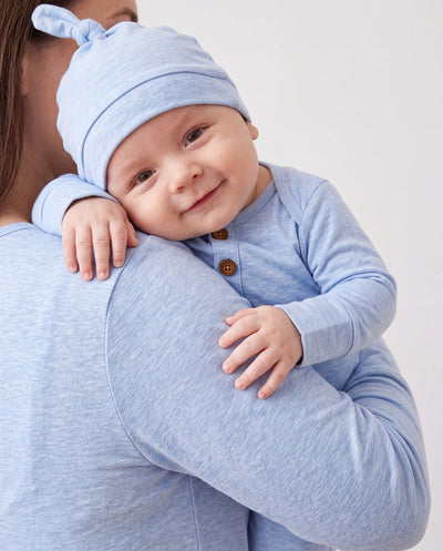 Baby Junge/Mädchen Einfarbig Baby Schlafsack Säuglingskleid mit Hut hellblau