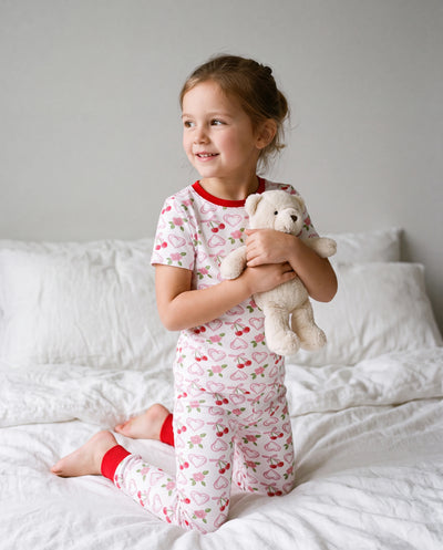 Toddler / Kids Christmas / Halloween Pajamas 3-Piece Bamboo Pajama Set 2-in-1 Look for 4 Seasons (Snug-Fitting) Red