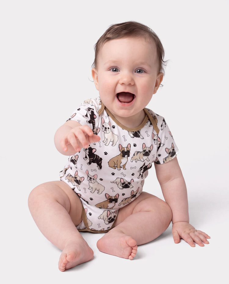 Body en bambou pour bébé garçon/fille 1 pièce imprimé intégral Jaune marron