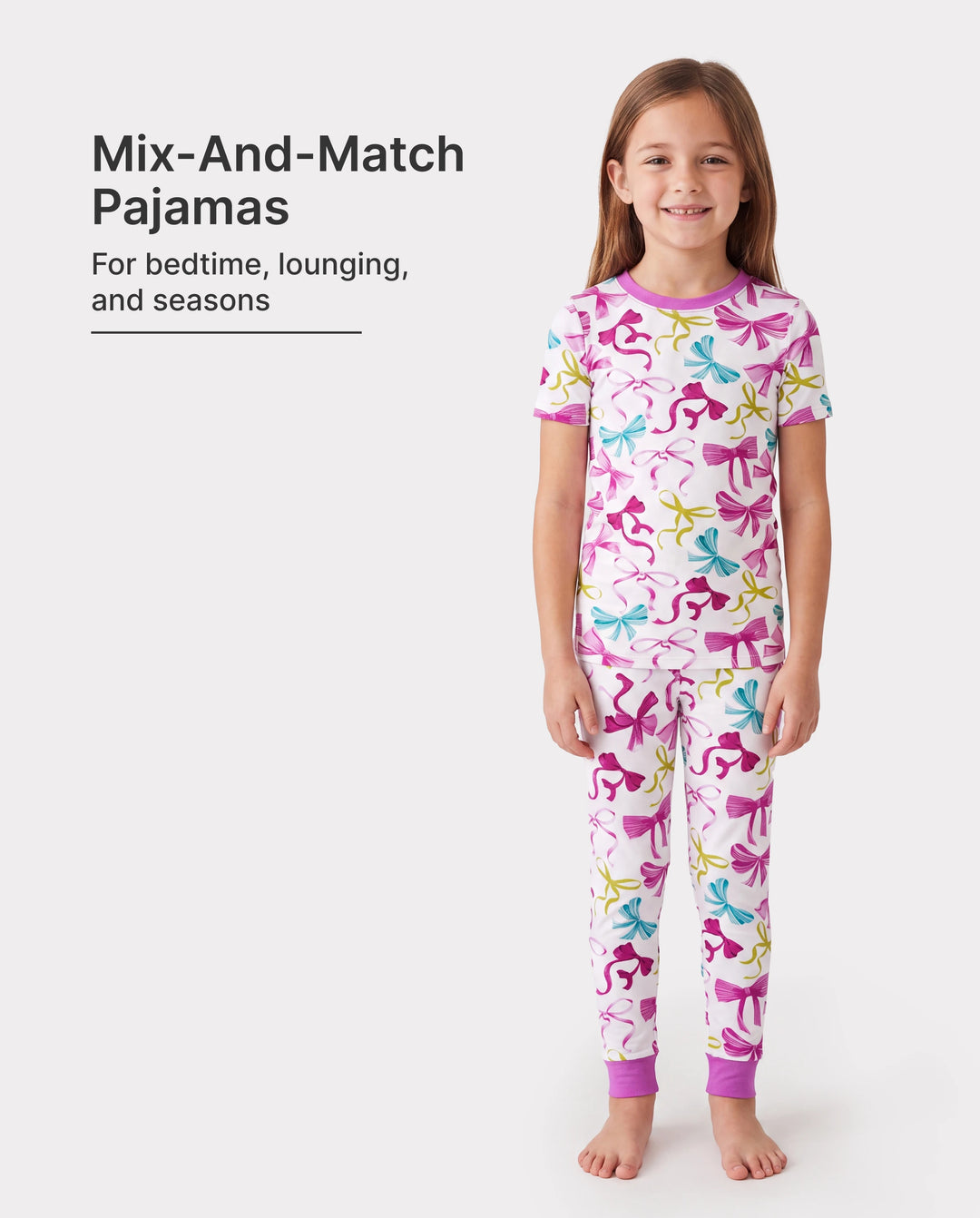 Toddler / Kids Christmas / Halloween Pajamas 3-Piece Bamboo Pajama Set 2-in-1 Look for 4 Seasons (Snug-Fitting) Pink