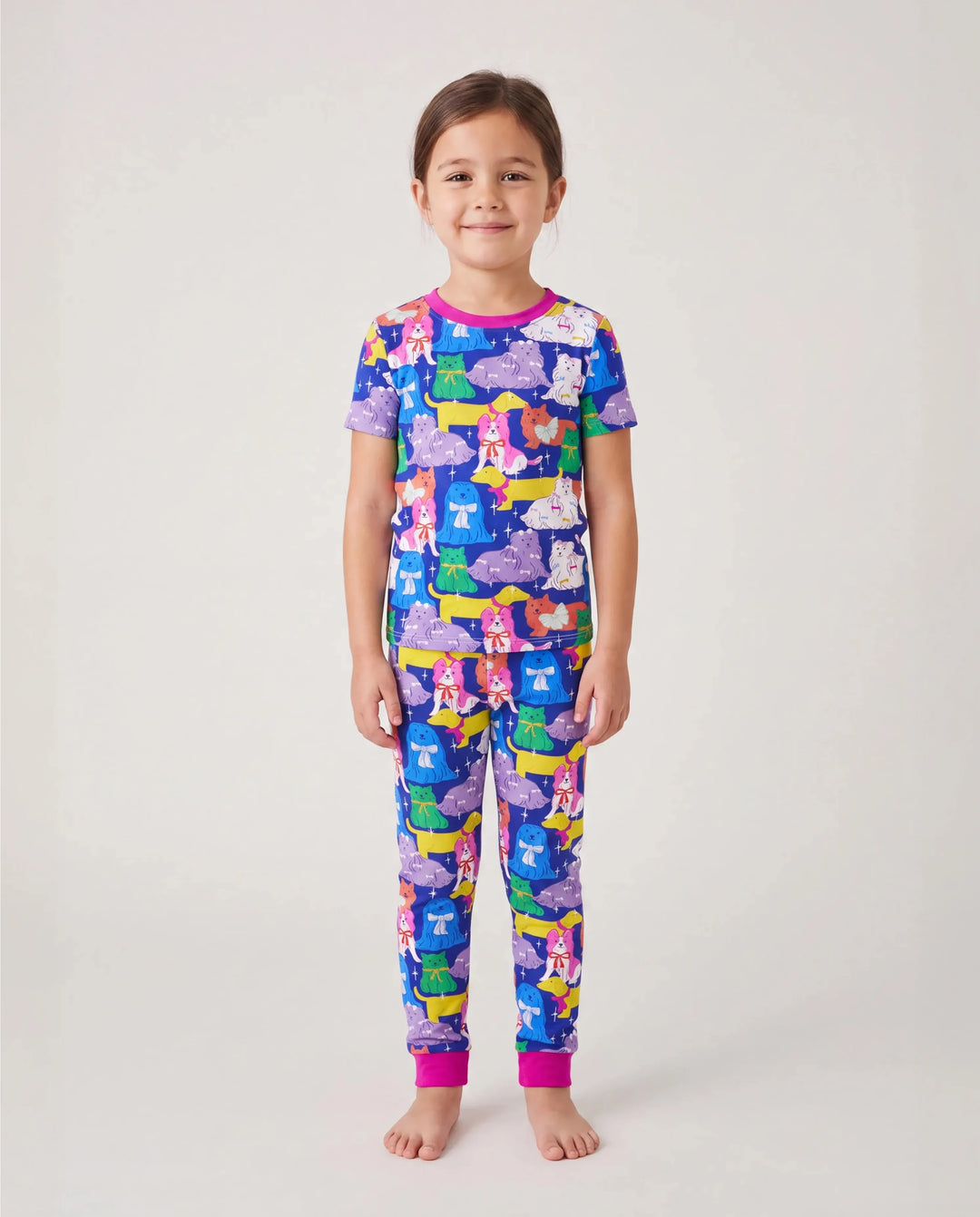Toddler / Kids Christmas / Halloween Pajamas 3-Piece Bamboo Pajama Set 2-in-1 Look for 4 Seasons (Snug-Fitting) Color block