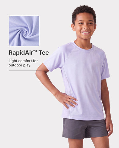 PatPat Rapidair activewear Kids Boy/Girl Athletic Quick-Dry & Instant-Cooling UPF 100+ Rash Guard T-Shirt Light Purple