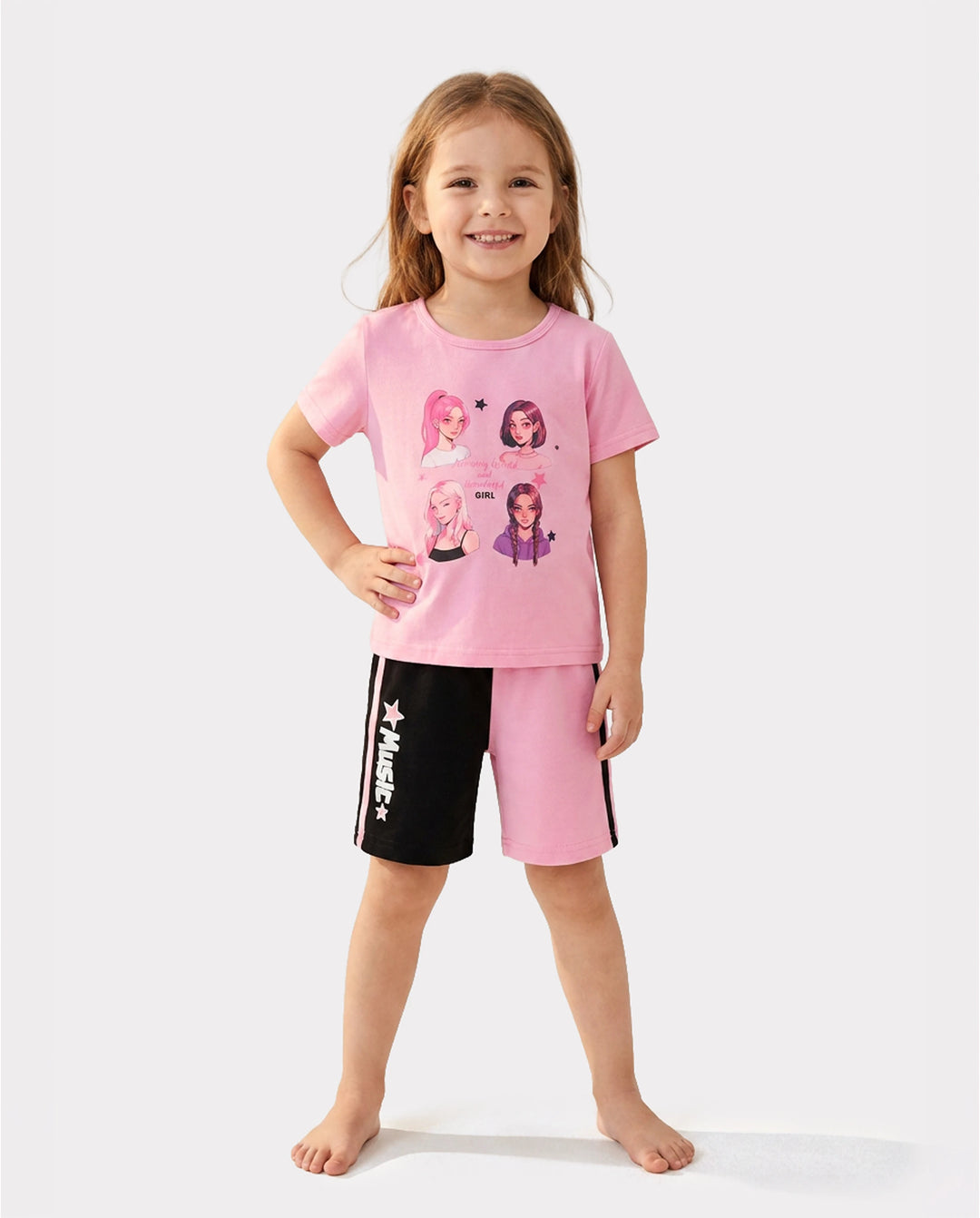 NEON Pop – Ensemble top et short pour petite fille, couleur rose