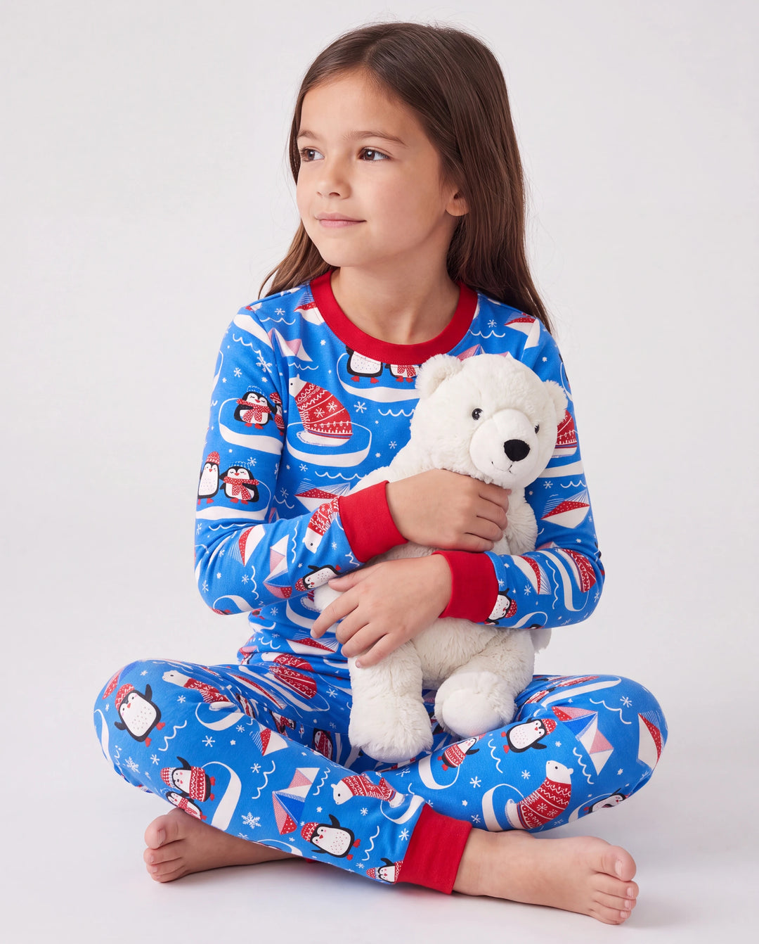 Christmas / Halloween Pajamas 2-piece Bamboo Pajamas Set With Playful Print for Toddler / Kids ( Snug-Fitting) Light Blue