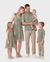 Familien-Matching-Poloshirt mit Kragen und kurzen Ärmeln oder grünes V-Ausschnitt-Träger-Mesh-Kleid