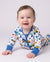 Bamboo Baby Boy/Girl Cartoon Printed 2-Way Zip Onesies Anti Slip Long-sleeve Footie Blue