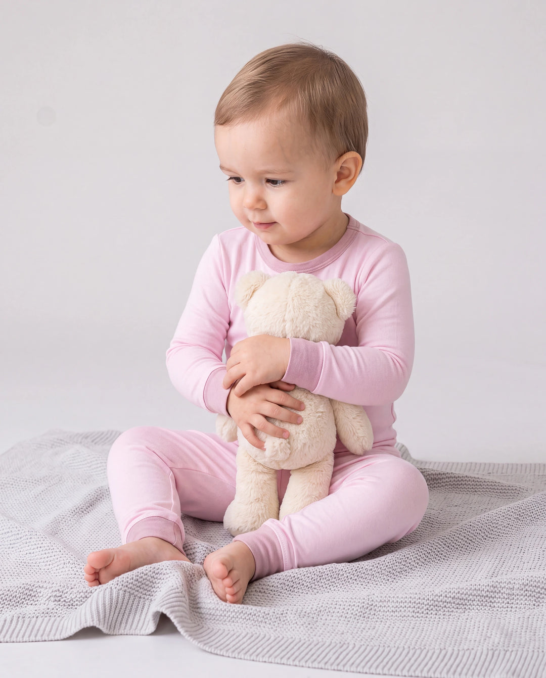 Pyjama 2 pièces en Tencel Modal pour bébé fille/garçon (coupe ajustée) rose