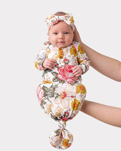 Gigoteuse en bambou pour bébé/fille, robe pour bébé avec bandeau, bloc de couleur