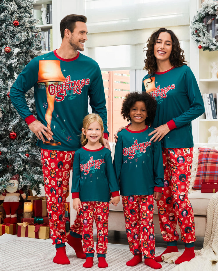Eine Weihnachtsgeschichte Familienpassend Weihnachtslampe Grafik Schlafanzug-Sets mit Weihnachtssocken