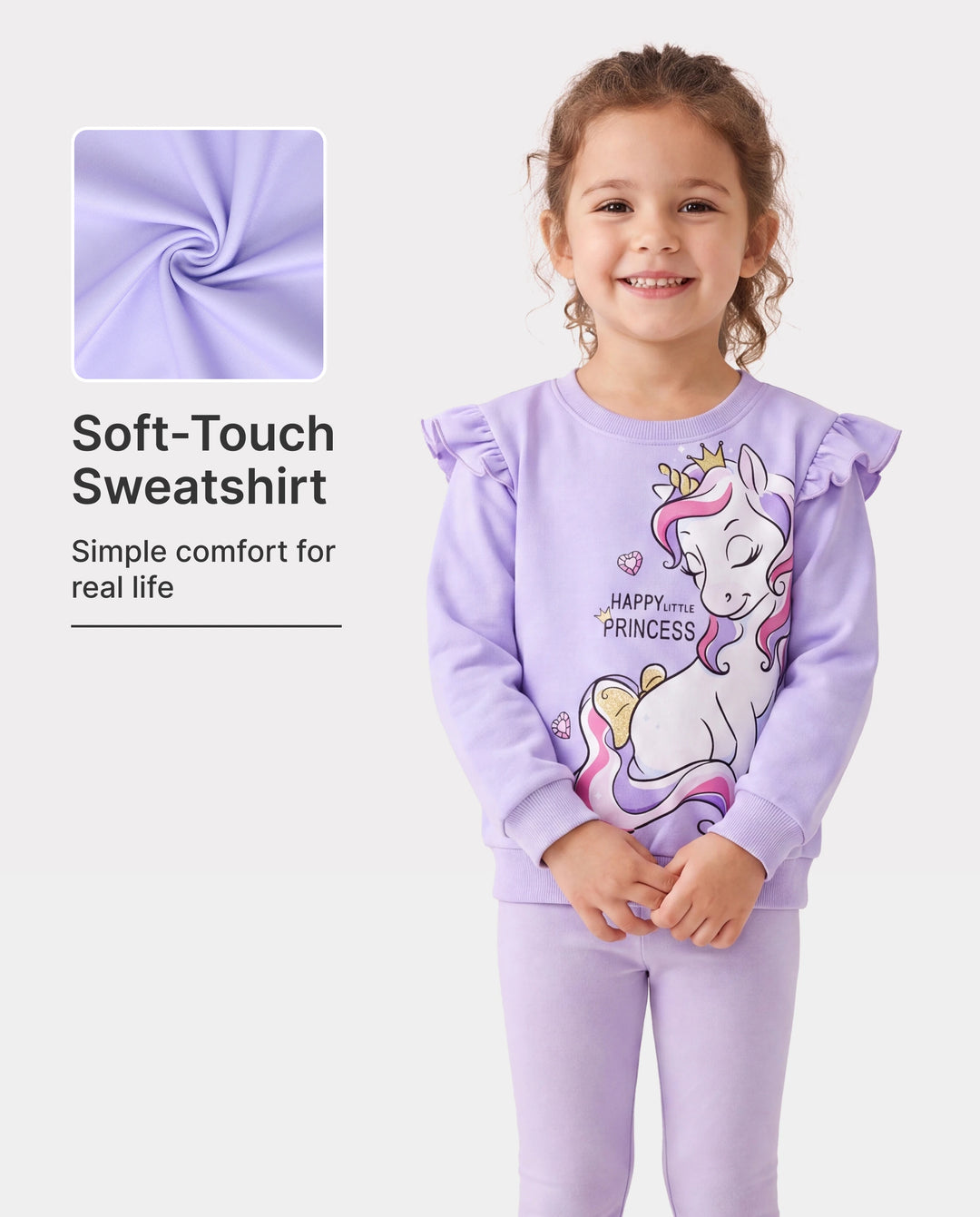Kindlicher Pullover in Vollfarbe für Kleinkindmädchen lila