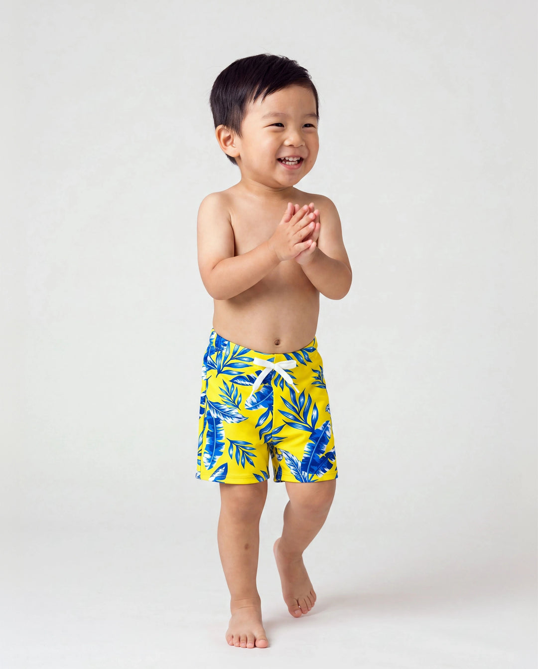 Kleinkind Jungen Gelbes Blattmuster Badehose Gelb