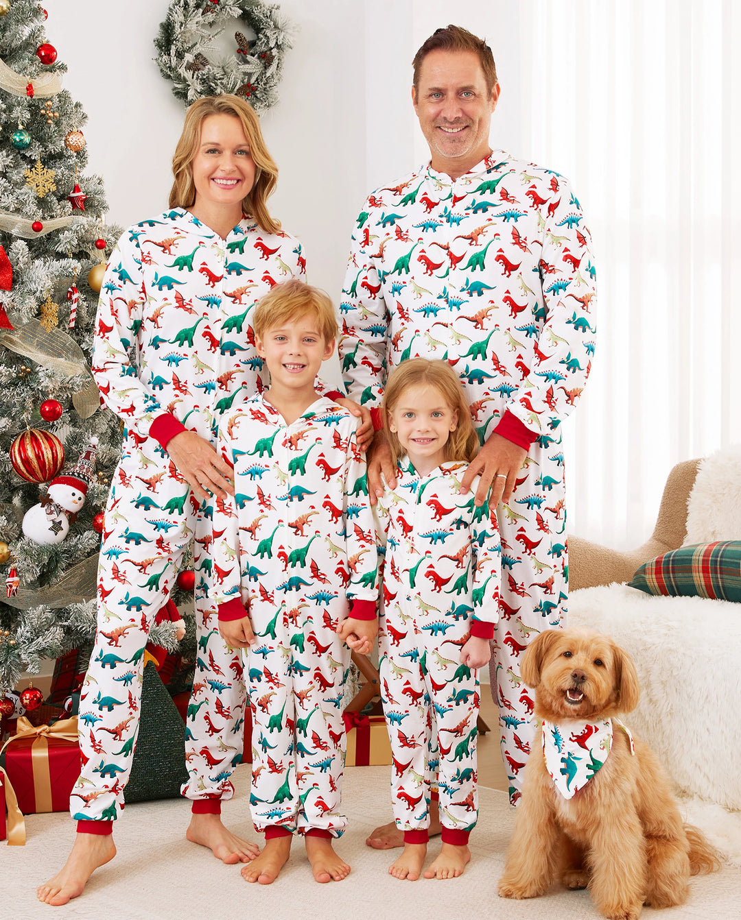Pijama familiar navideño a juego con diseño 3D, mono y calcetines navideños multicolor