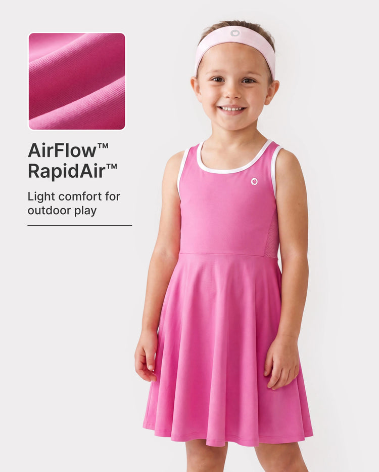 PatPat Rapidair Activewear Robe de tennis pour fille avec bandeau et short en viscose de bambou avec poches Rose vif