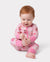 Grenouillère rose à pieds antidérapants, imprimée abeilles et unie, pour bébé garçon/fille (lot de 2). Fermeture éclair double sens.