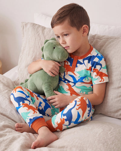 Toddler / Kids Christmas / Halloween PJS for Boys 3-Piece Bamboo Pajama Set 2-in-1 Look for 4 Seasons (Snug-Fitting) Apricot
