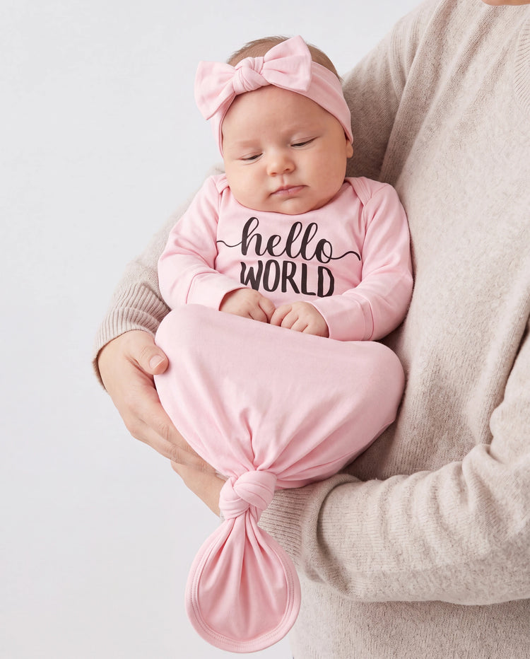Baby / Girl Bamboo Sleeping Bag Infant Gown with Headband Pink