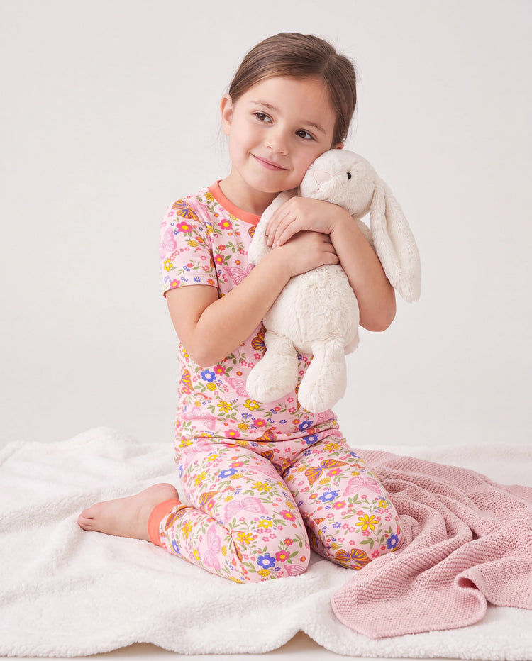 Toddler / Kids Christmas / Halloween Pajamas 3-Piece Bamboo Pajama Set 2-in-1 Look for 4 Seasons (Snug-Fitting) Light Pink