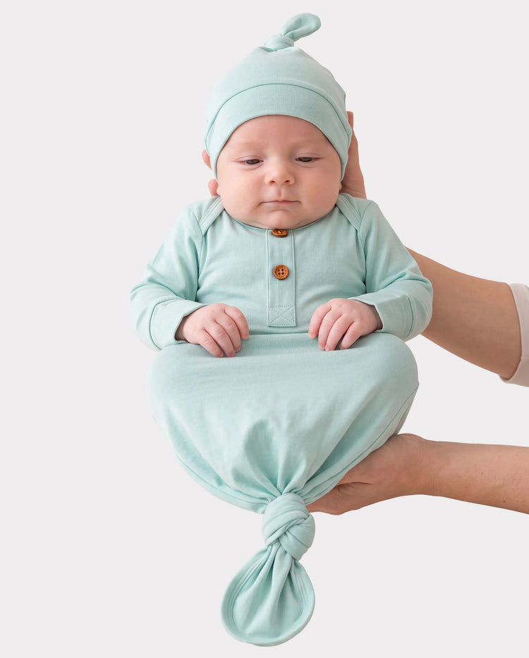 Bamboo Baby Boy/Girl Sleeping Bag Infant Gown with Hat Light Green
