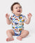 Body de bambú para bebé niño/niña 1 pieza con estampado completo Azul real