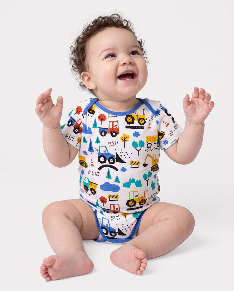 Body en bambou pour bébé garçon/fille 1 pièce imprimé intégral Bleu royal