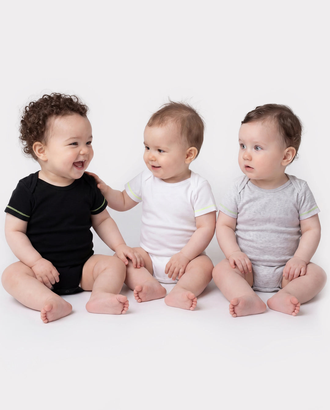 Baby Junge/Mädchen 3er-Pack Lyocell Einfarbiger Strampler schwarz