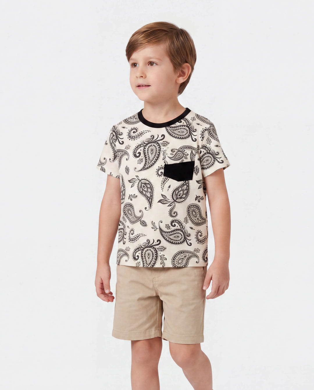 Daddy & Son Paisley Print Outfits Sleeveless Spaghetti Strap Dress & Cotton T-Shirt for Mom, Dad, & Kids Perfect for Family Outings & Photos Black