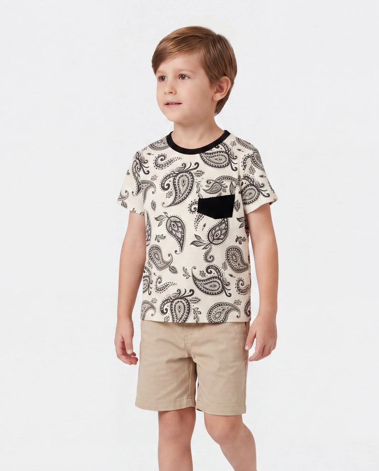 Daddy & Son Paisley Print Outfits Sleeveless Spaghetti Strap Dress & Cotton T-Shirt for Mom, Dad, & Kids Perfect for Family Outings & Photos Black