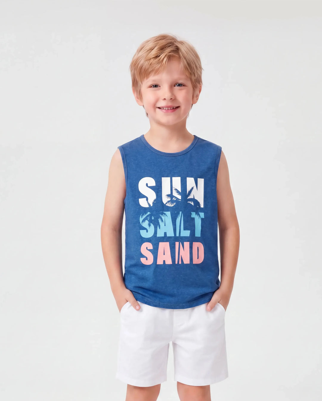 Daddy & Son Sets Blue Tank Top Blue