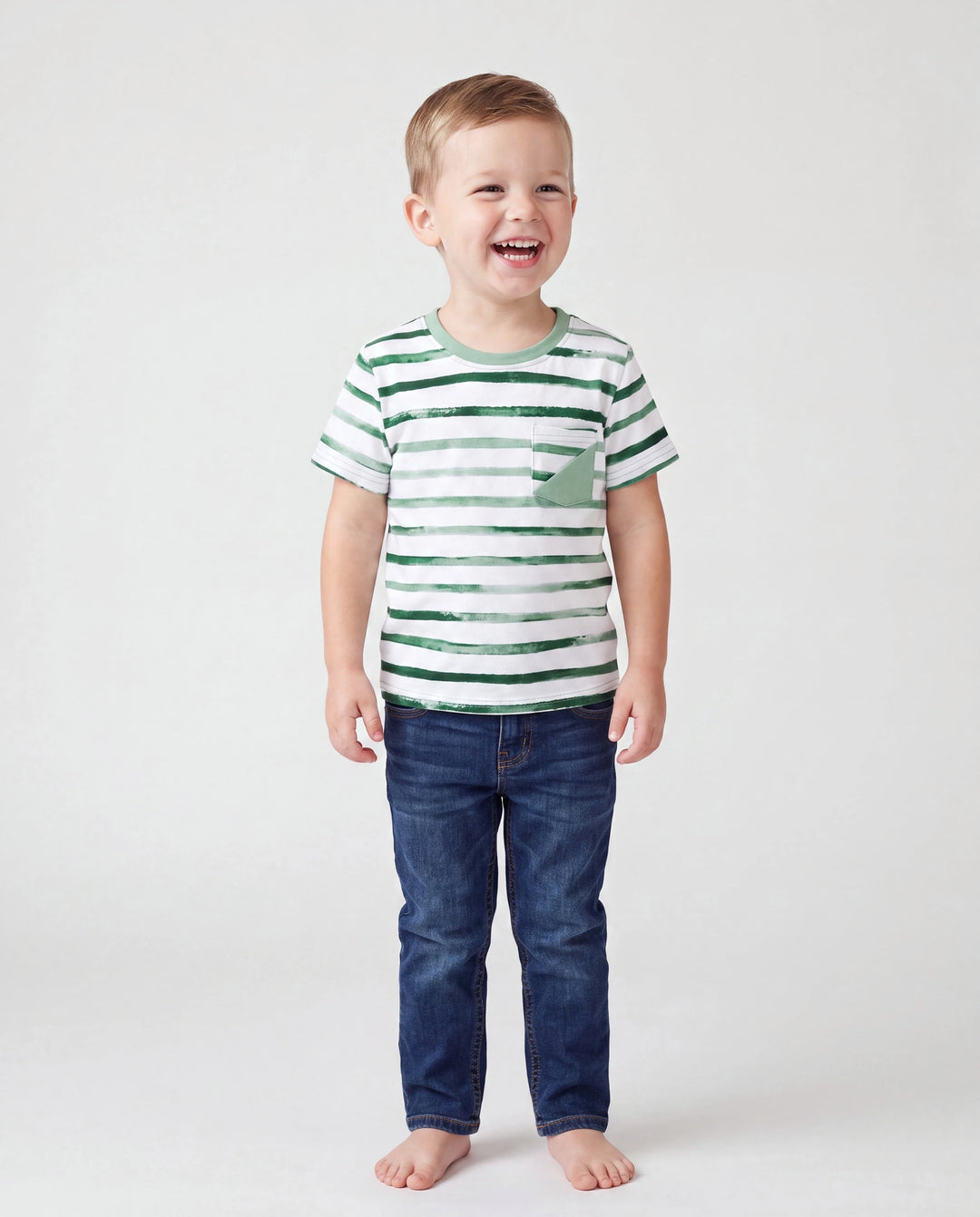 Conjunto de ropa de algodón para papá e hijo Camiseta a rayas verdes y vestido para papá, mamá, niños y bebé, perfecto para salidas familiares y fotos de verano verde
