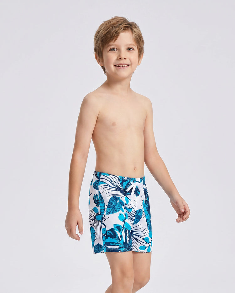 Daddy & Son Drawstring Swim Trunks or Cut Out Lace UP Back One-Piece Swimsuit BLUEWHITE