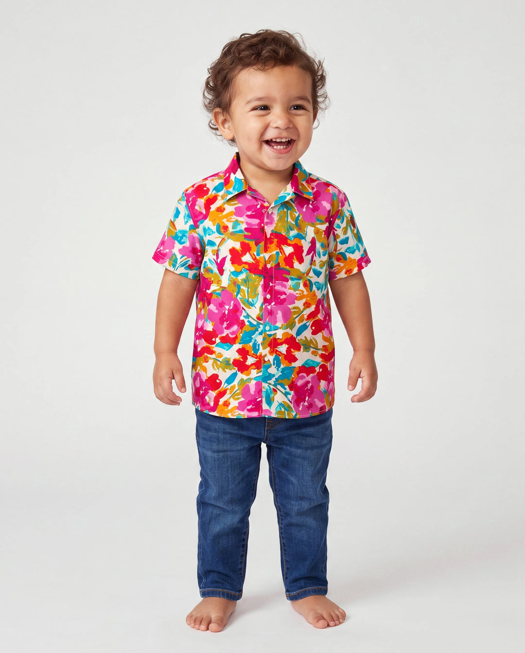 Daddy & Son Colorful Outfits Shirt Sets Summer Vacation Clothe for Beach, Photoshoots, Travel Hot Pink