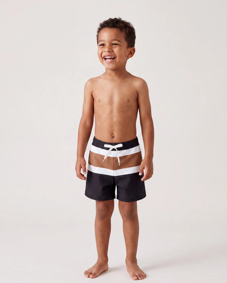 Daddy & Sohn Colorblock-Badeanzüge Gestreifter Bikini & Badehose Set Colorblock