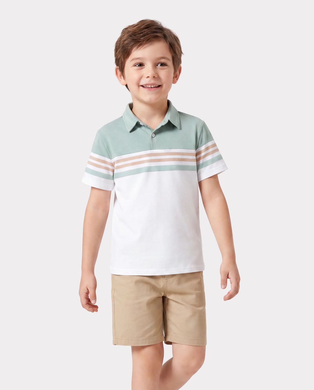 Daddy & Son Sets Green Striped Polo Shirt Light Green