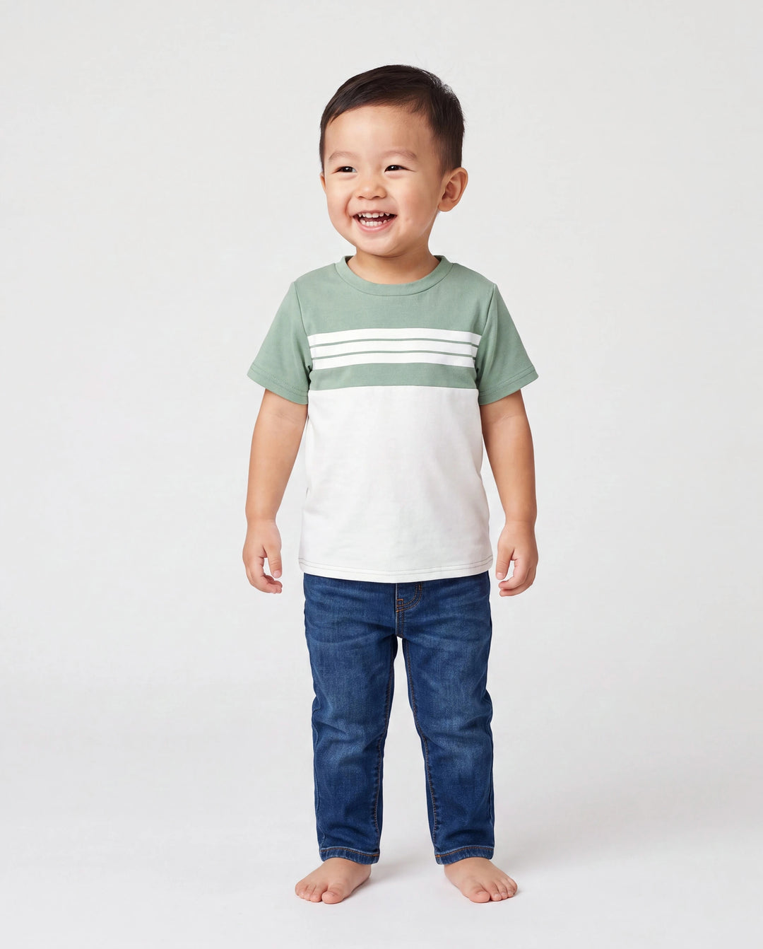 Papa & Sohn Elegante Gebrochene Blumen Passende T-Shirt Outfits für Familie, Mittlere Dicke Grün