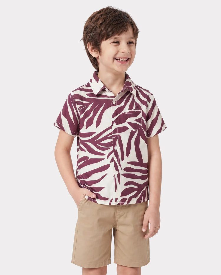 Daddy & Son Outfits Red Leaf Print Shirts for Hawaii/Cruise/Resort/Casual Wear White