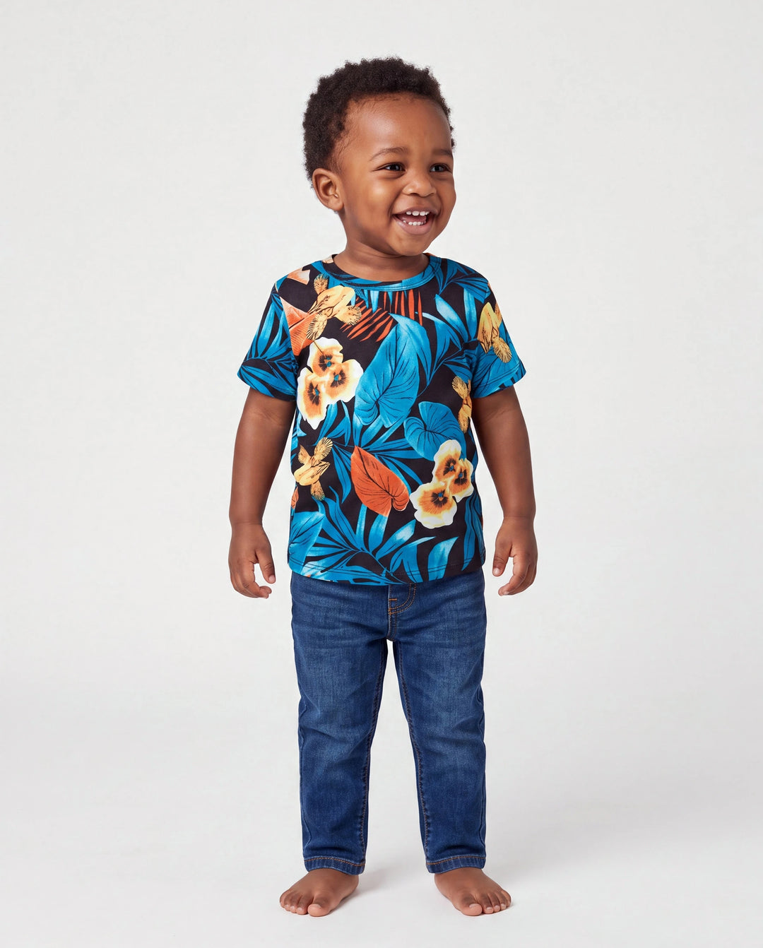 Conjuntos de camisetas con panel floral Daddy & Son Negro