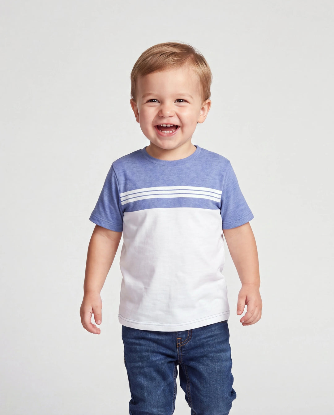 Conjunto casual con fruncido floral para papá e hijo AZULBLANCO