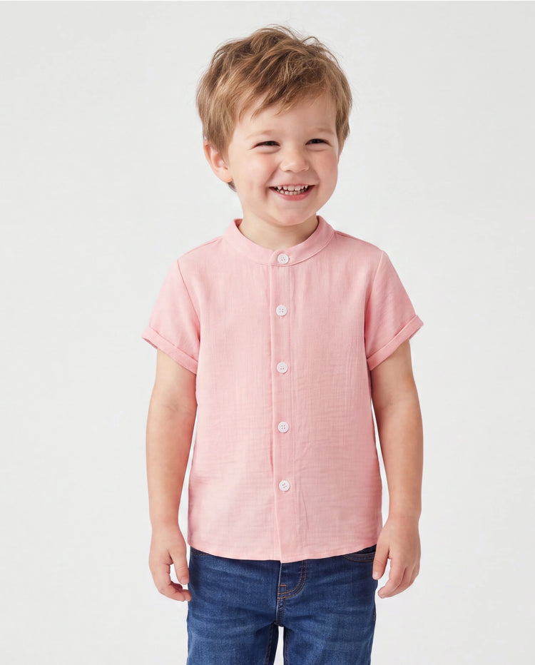 Conjuntos rosas para papá e hijo, camisas de color sólido para papá e hijo, perfectas para salidas familiares y fotos de verano