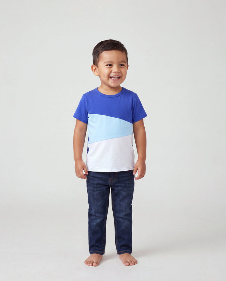 Ensemble robe & tee-shirt tropical Papa & Fils – Imprimé floral bleu pour Papa, Maman, filles & bébé, Parfait pour vacances d'été et photos de famille Bleu