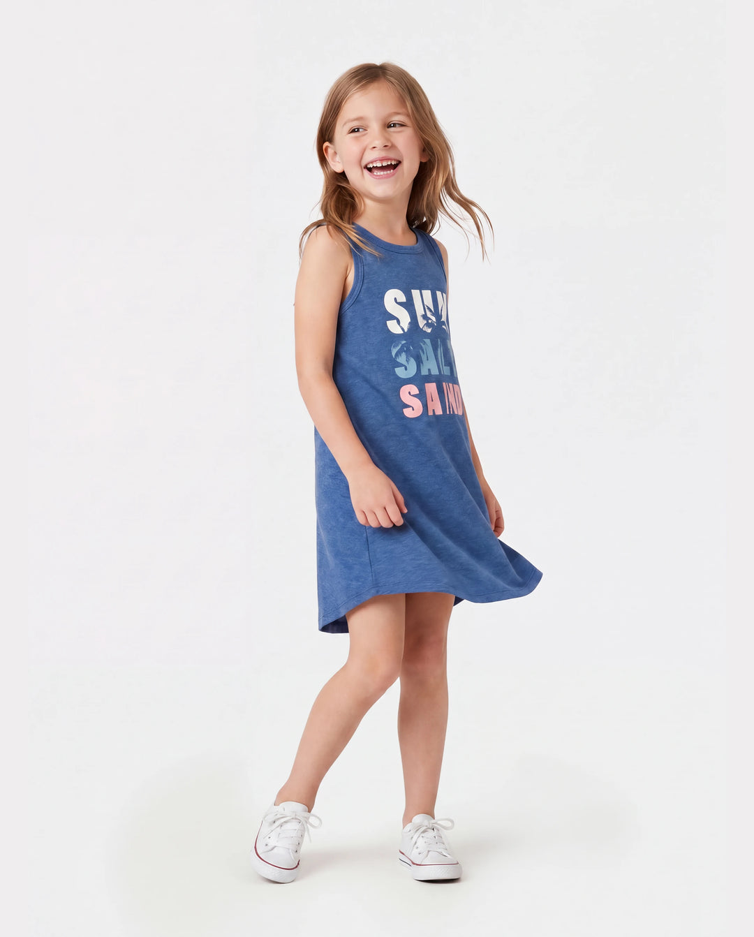 Family Matching Sets Blue Tank Top or Flowy A-Line Tank Dress with Pockets Blue