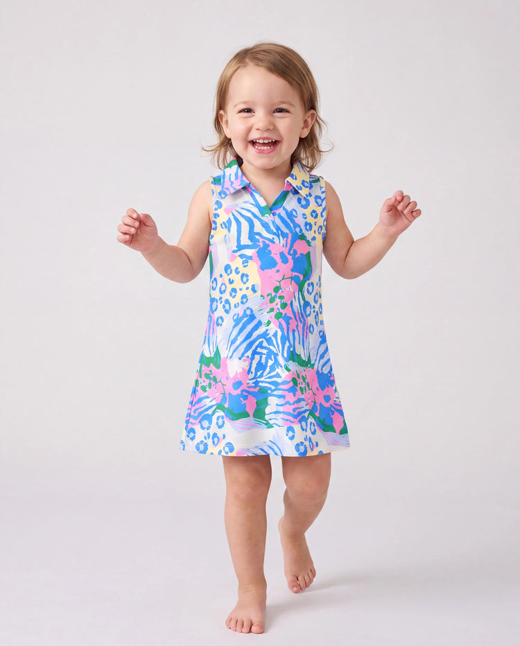 Matching Mommy and Me Resort Dresses Colorful Abstract Print Halter Collar Dress With Shorts, Chic Summer Vacation Outfits Multi-color