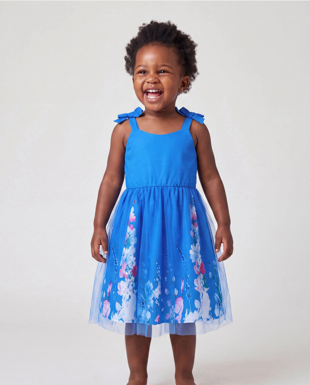 Mommy & me Outfits Set Floral Sleeveless Dress or Short-sleeve T-shirt Blue