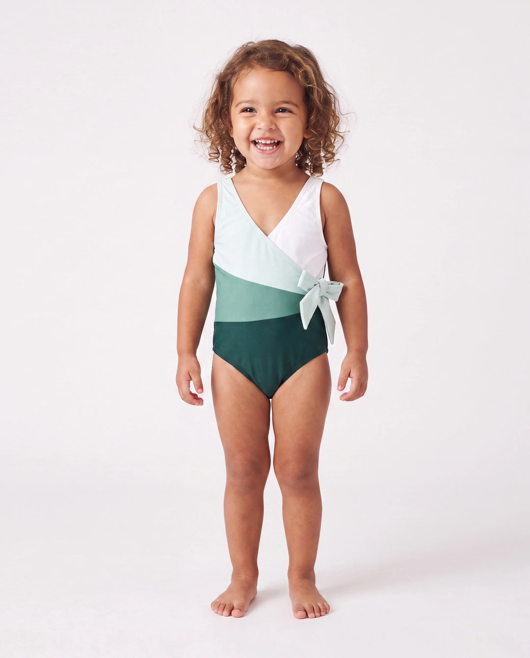 Family Matching Colorblock Swim Trunks or Wrap Side V-Neck Swimsuit MultiColour