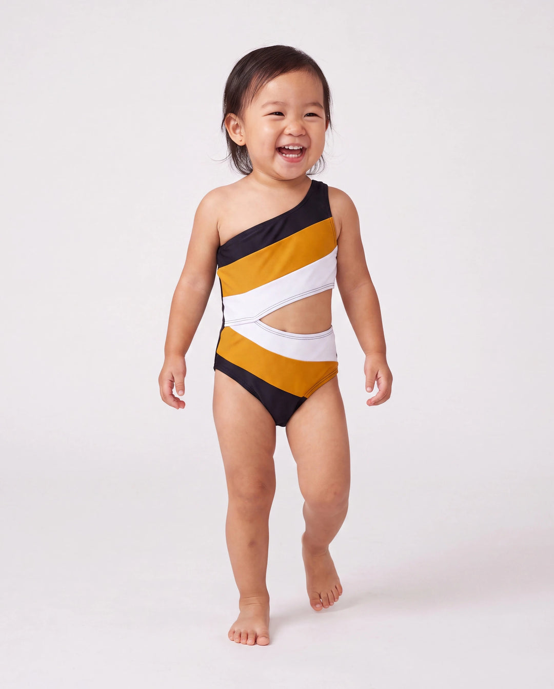 Family Matching Colorblock Swim Trunks Shorts or Cut Out Waist One-Shoulder One-piece Swimsuit Multi-color