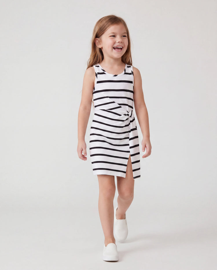 Family Matching Cotton Set Schwarz-weiß gestreiftes T-Shirt oder Träger-Bodycon-Kleid  Schwarz+Weiß