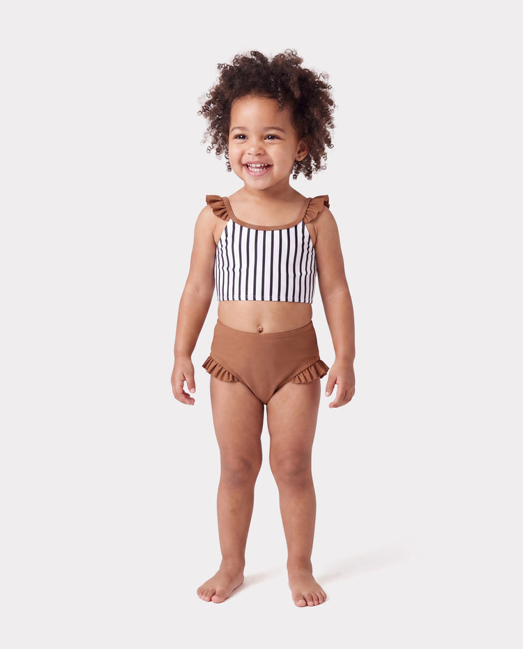Family Matching Color Block Swimsuits Striped Bikini & Swim Trunks Set Color block