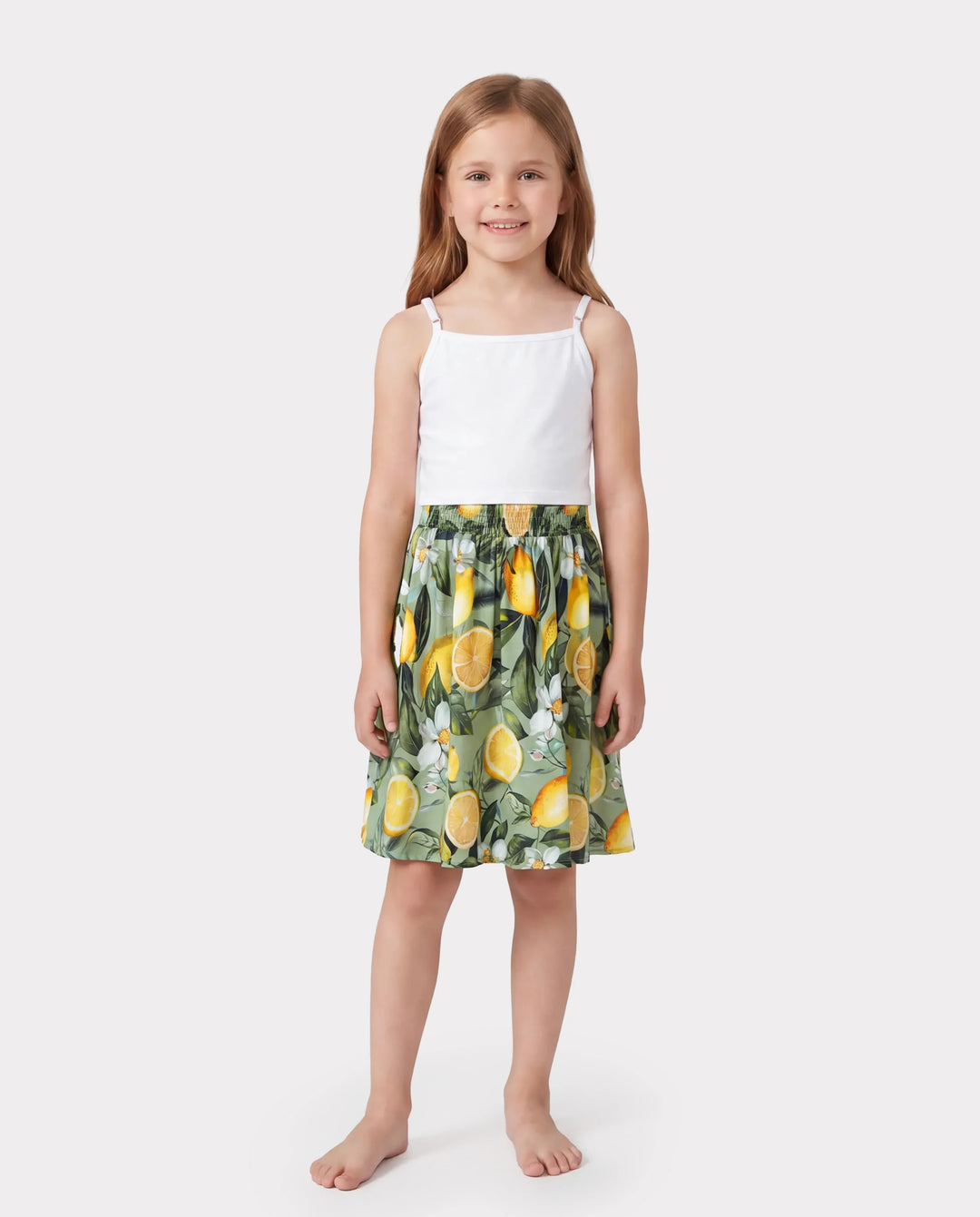 Daddy & Daughter Outfits – Lemon Print Hawaiian Shirts & Summer Dresses – Tropical Vacation Clothes for Men, Women & Kids Green