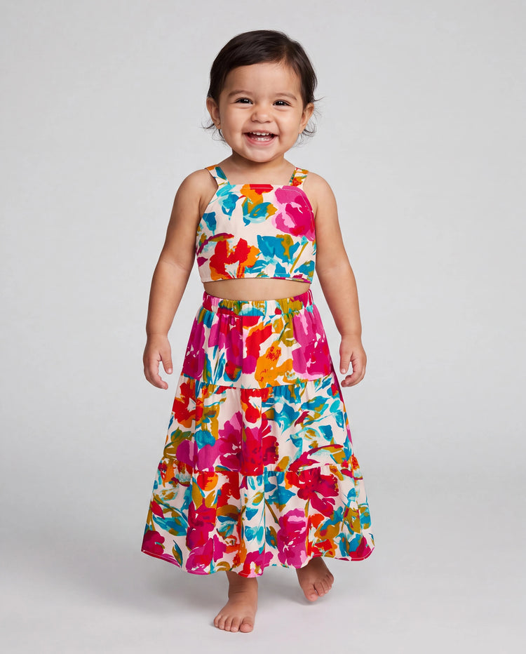 Colorful Mommy & me Outfits Sleeveless Strap Top and Skirt Co-ord Set & Shirt Sets Summer Vacation Clothe for Beach, Photoshoots, Travel Hot Pink