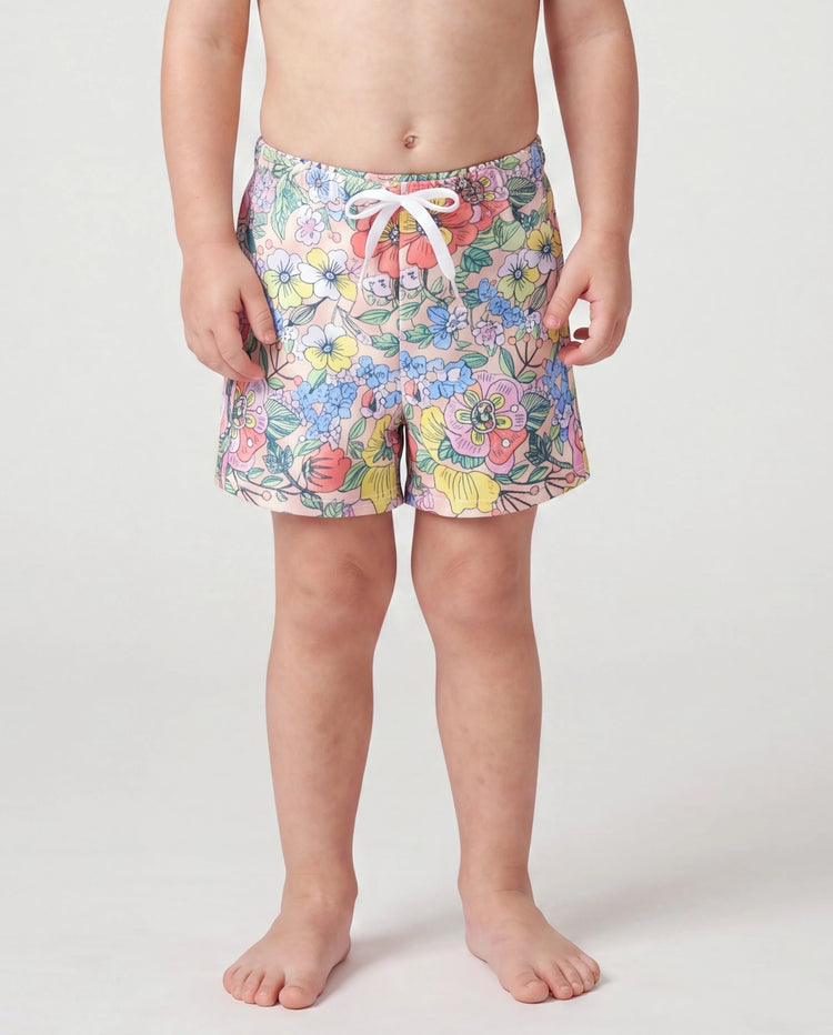 Mommy & me Floral Swimwear Bikini Set for Mom & Daughter Floral Board Shorts for Dad & Son, Cute Beach Outfits for Vacation & Pool Days Multi-color